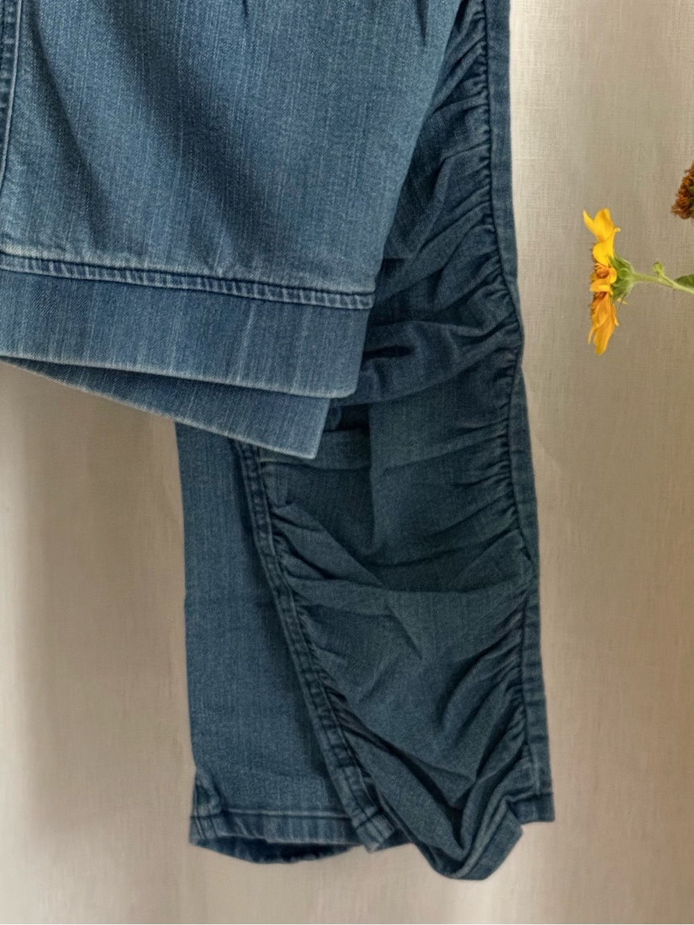 Prairie Underground Ruched Blue Denim Pull On Stretch Jeans Pants M Made in USA